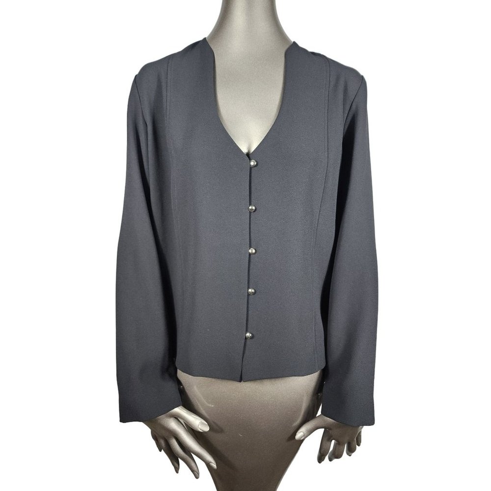 IRO NWT Black Shirt Top 38 Silver Button Detail Longsleeve Solid Blouse 6